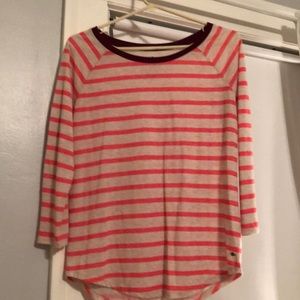 pink and white striped shirt from American eagle.